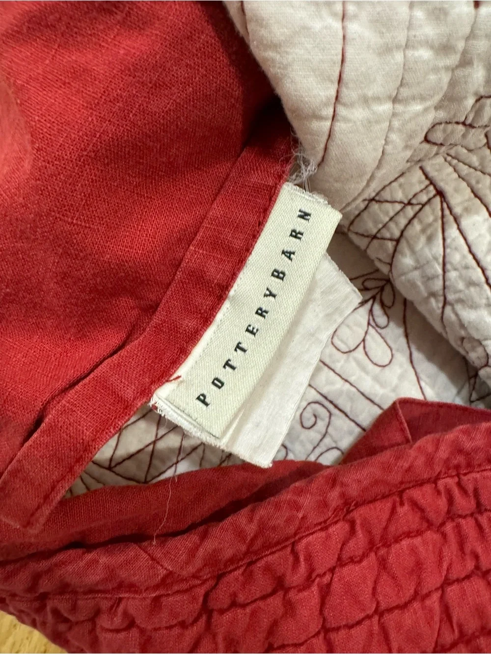 Pottery Barn  ~  quilted  Linen cotton side-tie  2 Pillow shams
